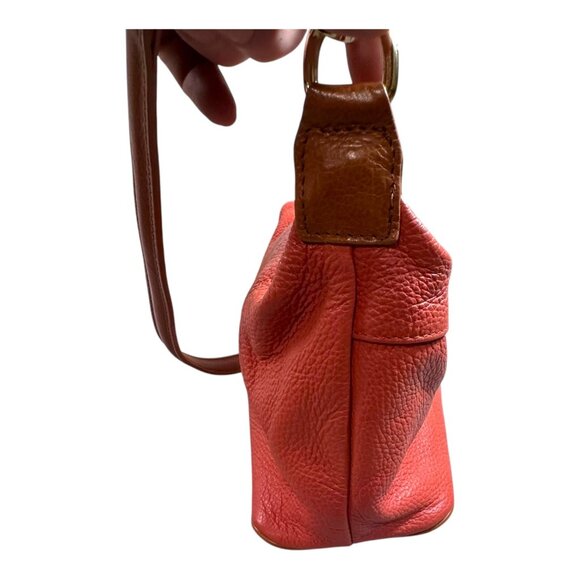 Valentina Italia Coral Peach Pink Leather Shoulder Bag With Adjustable Strap SEE - Picture 14 of 16